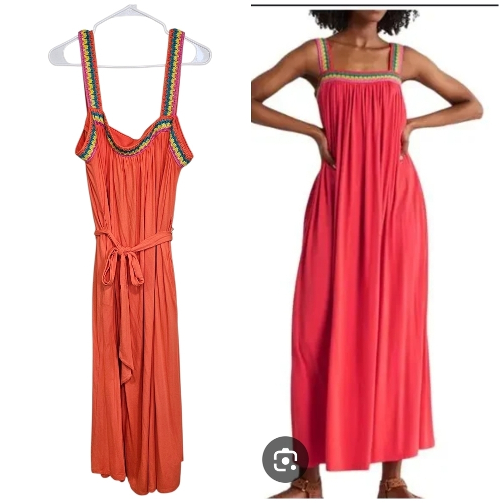 Boden Crochet Trim Jersey Knit Maxi Dress Plus Size Vacation